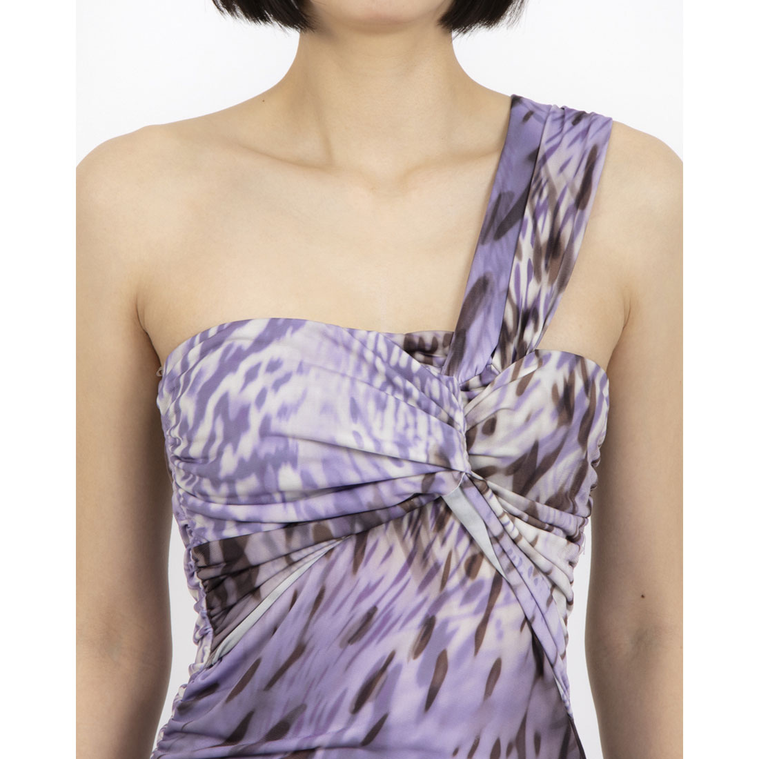 リナシメント RINASCIMENTO ランダムレオパードワンショルタイトワンピース （var.Lavanda Viola） var.Lavanda Viola