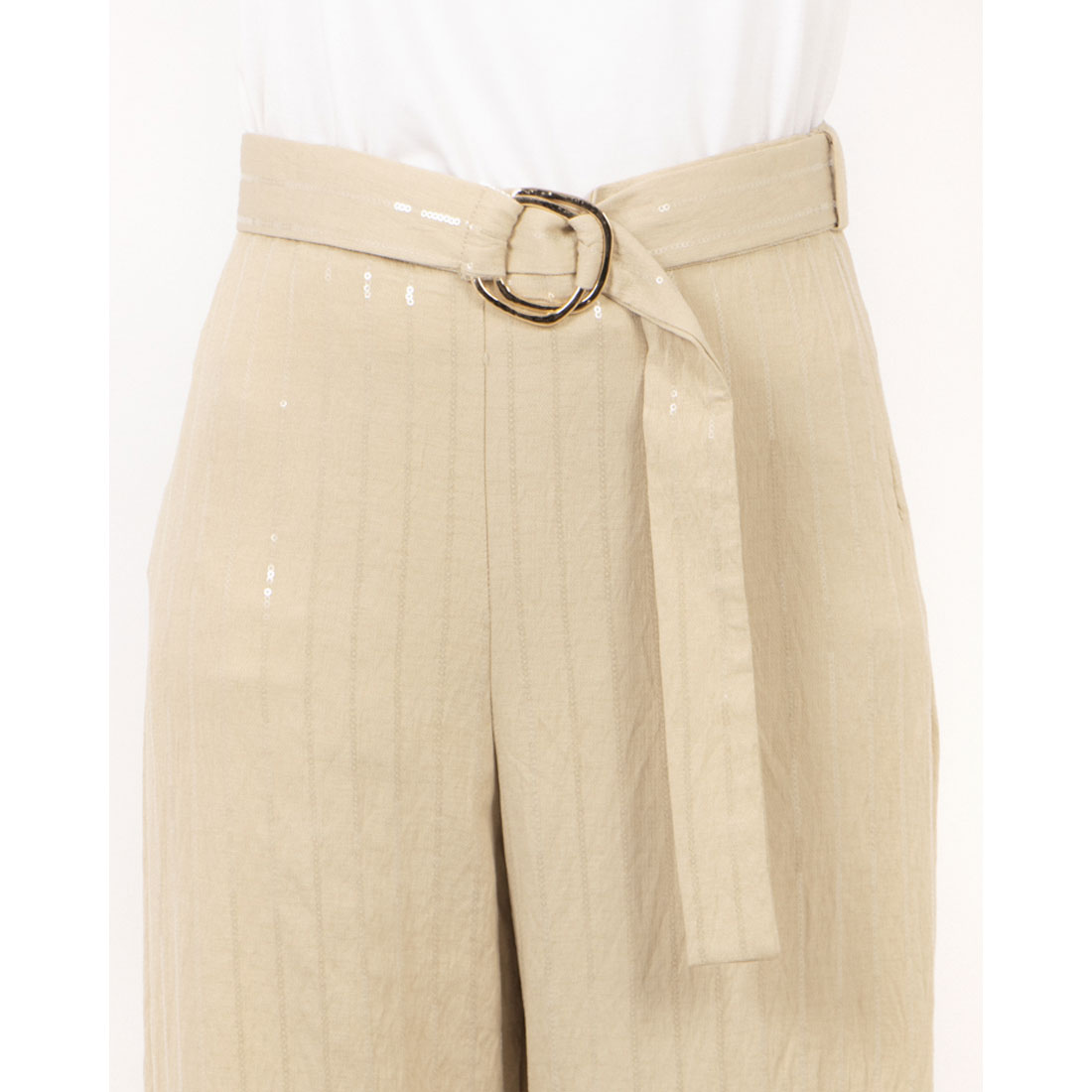 リナシメント RINASCIMENTO スパンコールストライプベルトマークワイドパンツ （Beige Scuro） Beige Scuro