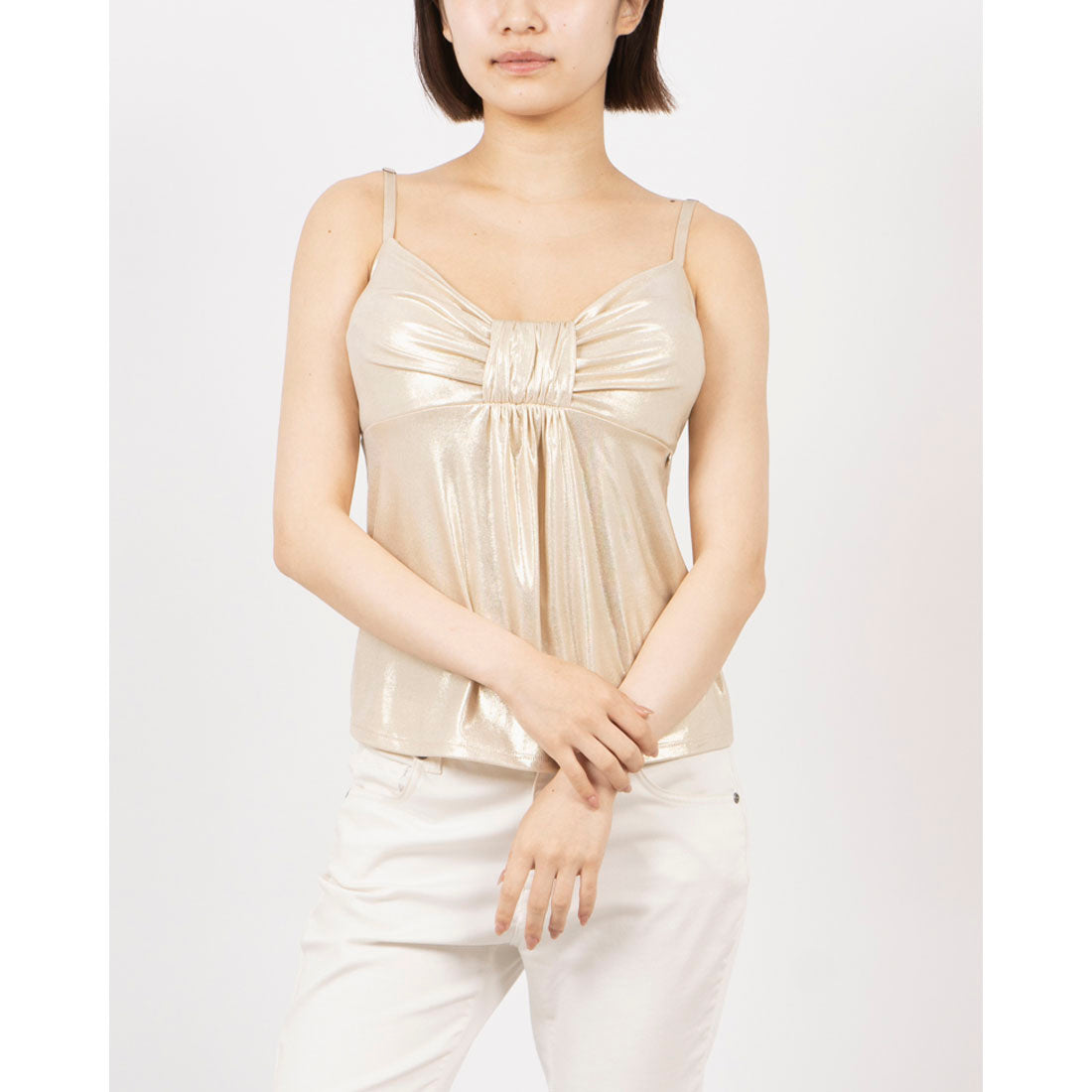 リナシメント RINASCIMENTO シャイニーリボンデザインギャザートップス （Oro） Oro