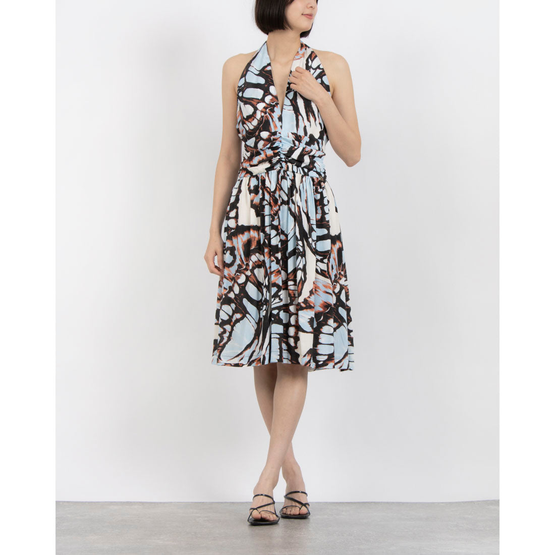 リナシメント RINASCIMENTO アニマルペイント柄ホルターネックワンピース （var.Azzurro） var.Azzurro