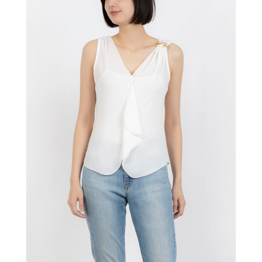 リナシメント RINASCIMENTO フェザーバックルドレープシフォントップス （Panna Bianco） Panna Bianco