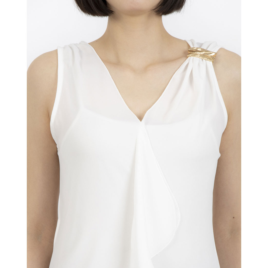 リナシメント RINASCIMENTO フェザーバックルドレープシフォントップス （Panna Bianco） Panna Bianco