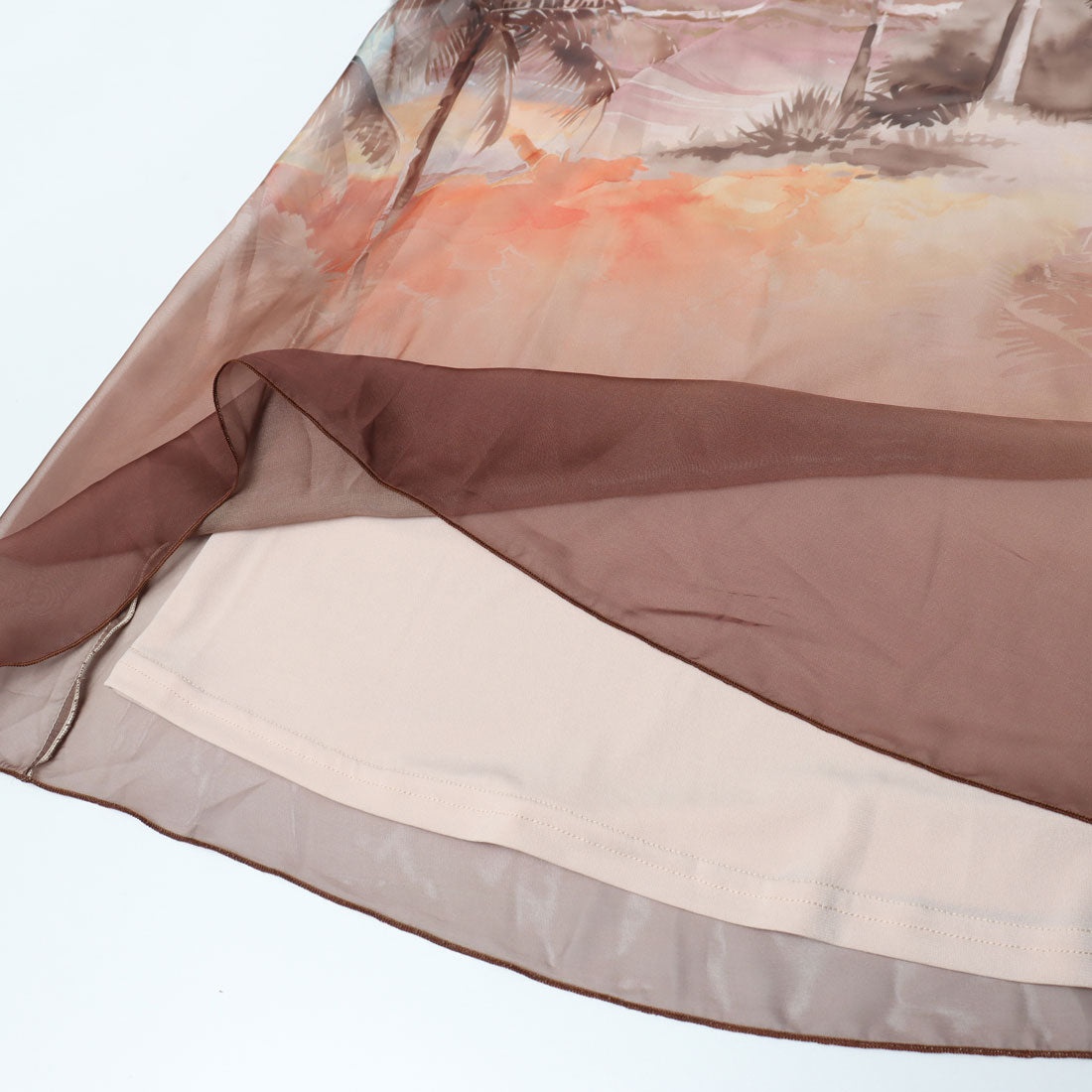 リナシメント RINASCIMENTO パームツリーハワイアンマキシスカート （var.Marrone） var.Marrone