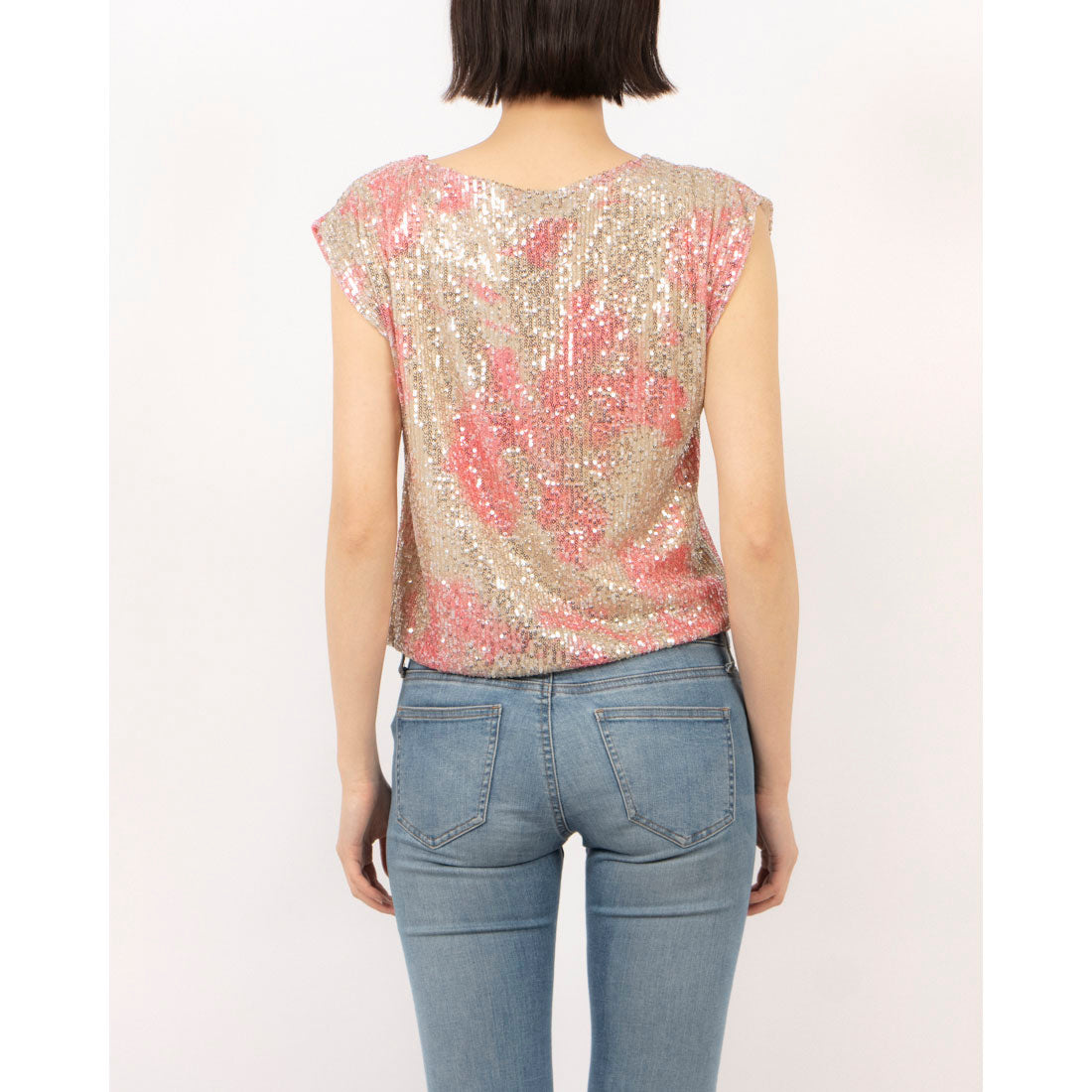 リナシメント RINASCIMENTO スパンコールタイダイ柄TOPS （var.Rosa Camelia） var.Rosa Camelia