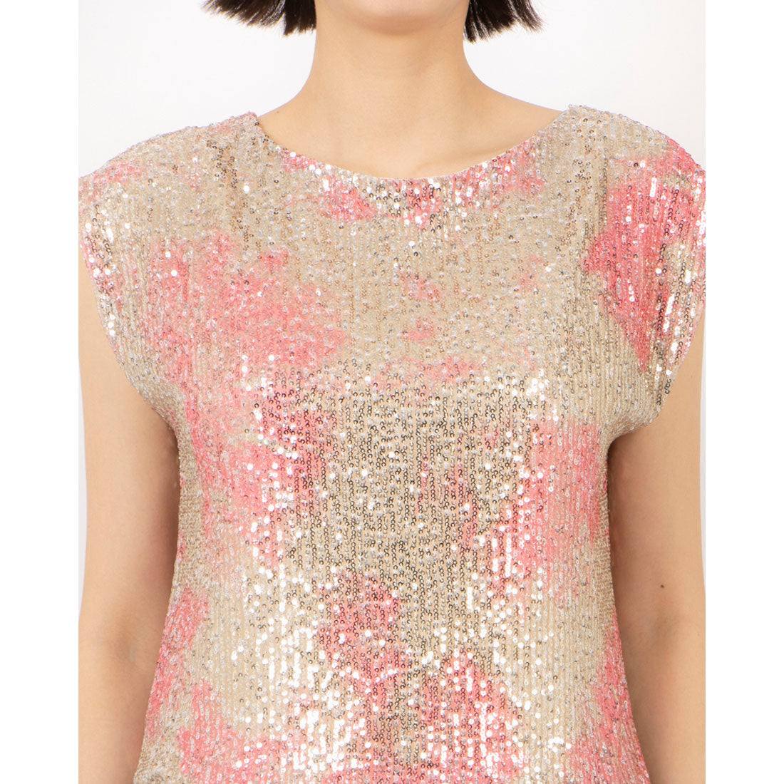 リナシメント RINASCIMENTO スパンコールタイダイ柄TOPS （var.Rosa Camelia） var.Rosa Camelia