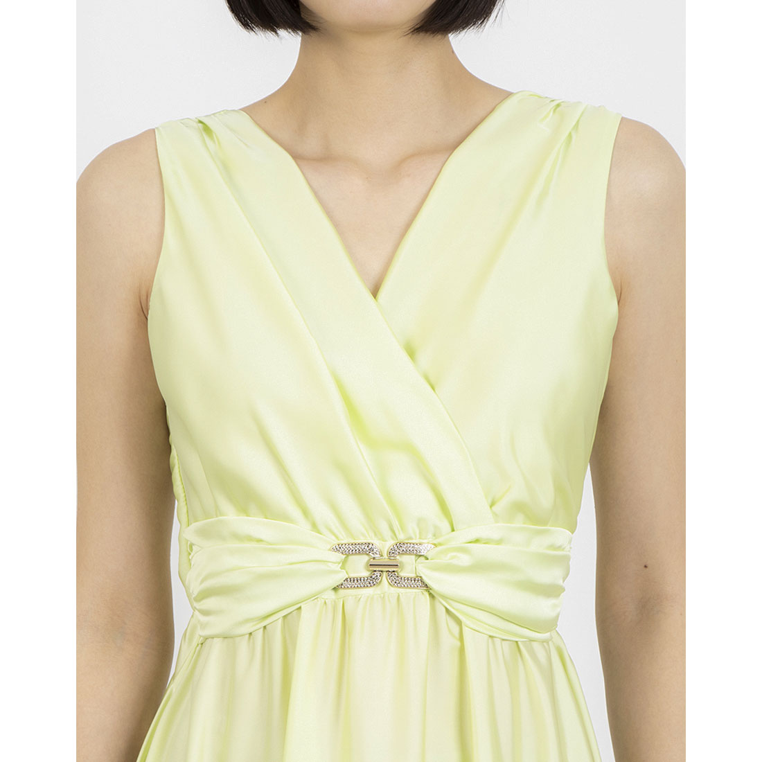 リナシメント RINASCIMENTO カシュクールサテンランダムヘムワンピース （Lime Chiaro） Lime Chiaro