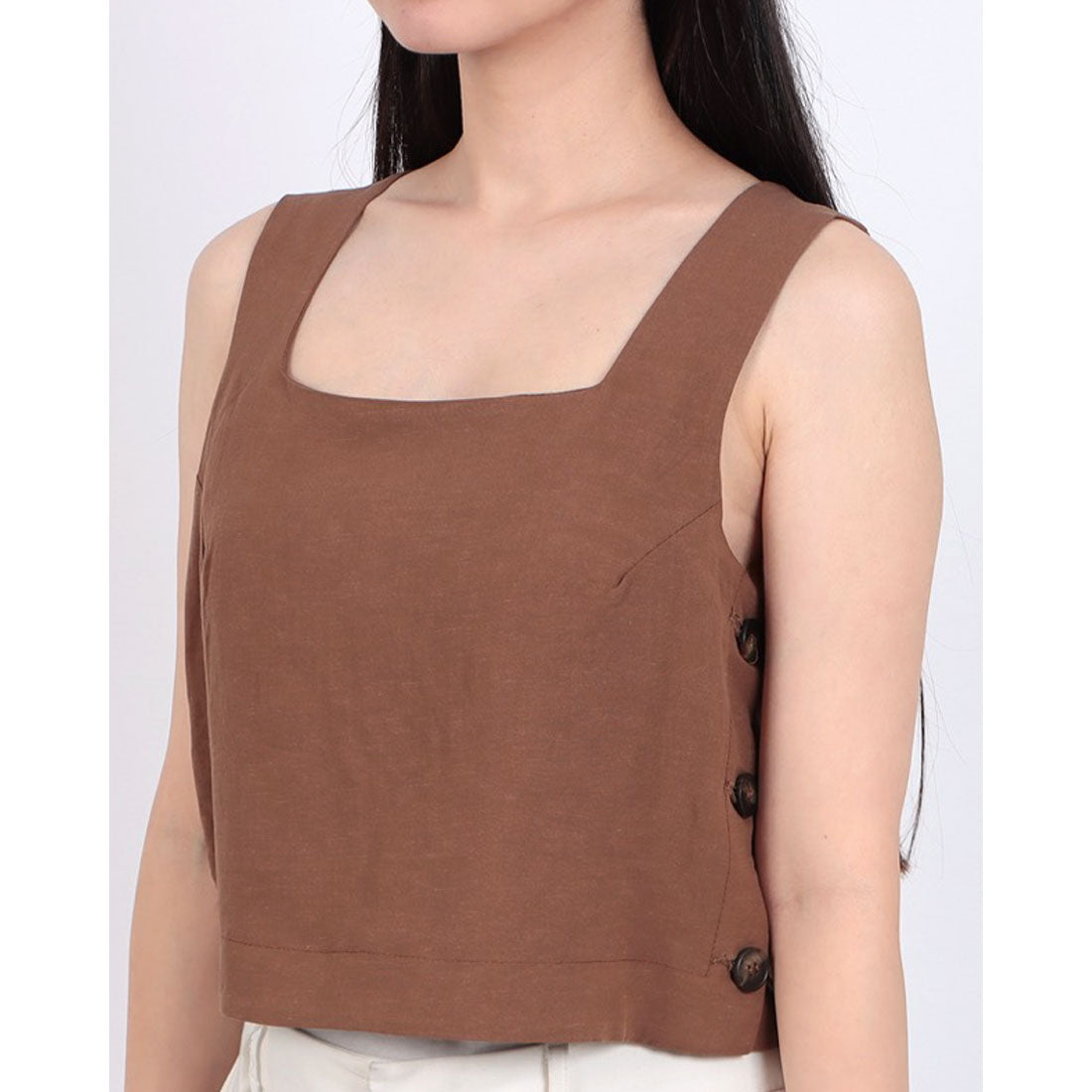 リナシメント RINASCIMENTO リネンサイドボタンTOPS （Moro Marrone） Moro Marrone