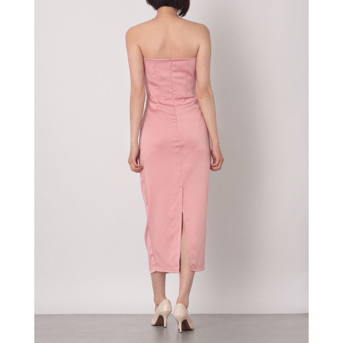 リナシメント RINASCIMENTO アシメタックドレープサテンベアワンピース （Rosa Antico） Rosa Antico