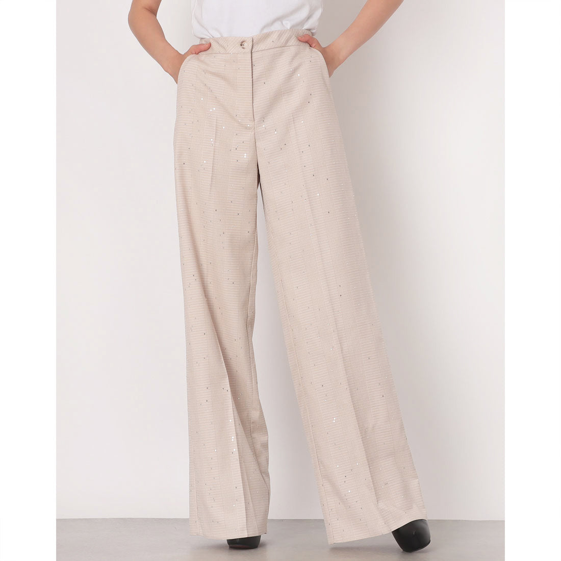リナシメント RINASCIMENTO スパングルチェックPT （var.Beige Chiaro） var.Beige Chiaro