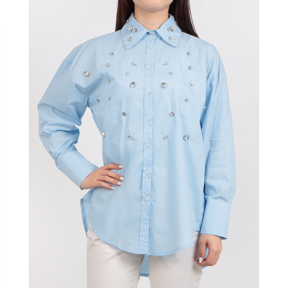 リナシメント RINASCIMENTO ビジューポイントシャツ （Celeste Azzurro） Celeste Azzurro
