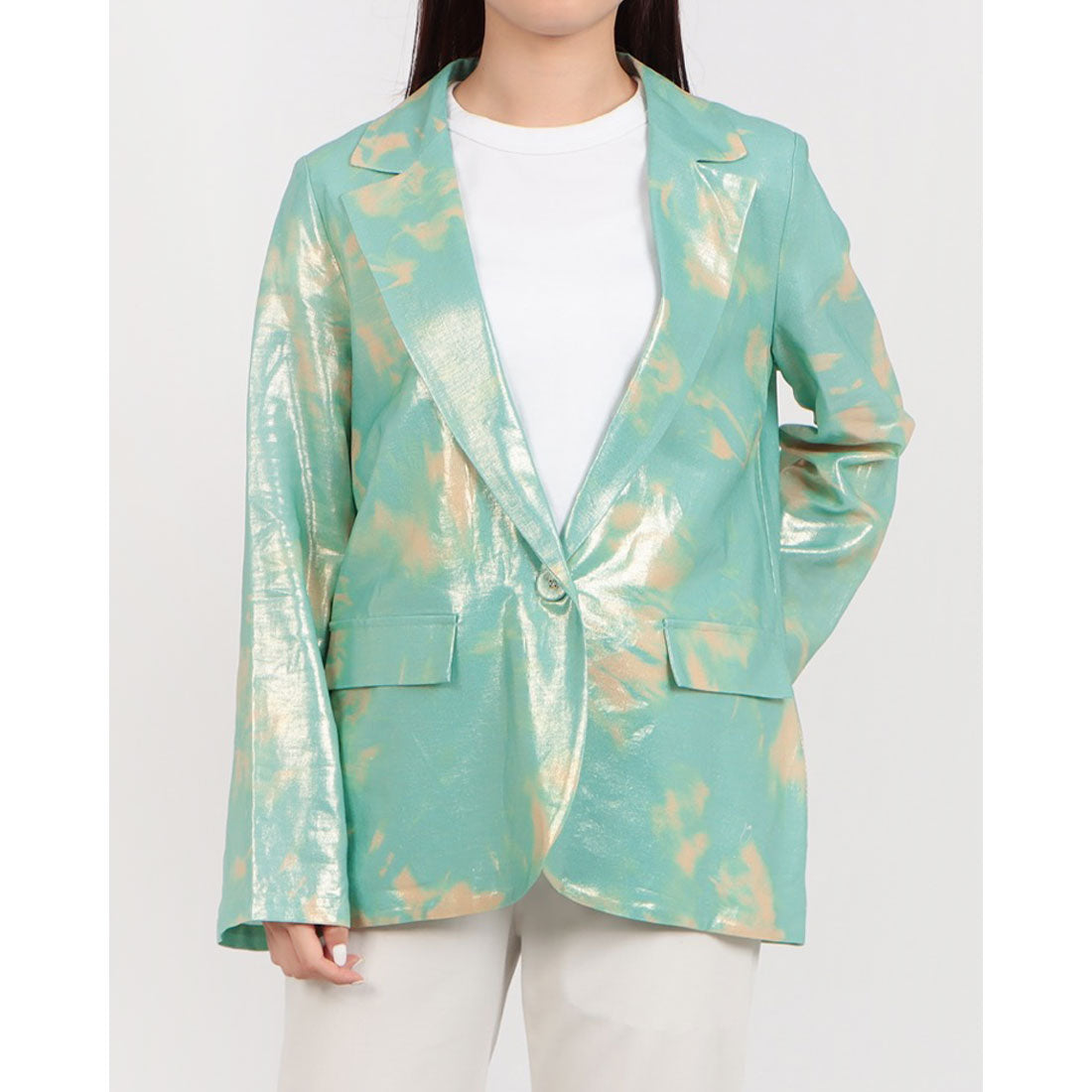 リナシメント RINASCIMENTO タイダイ柄シャイニージャケット （var.Verde Acqua） var.Verde Acqua