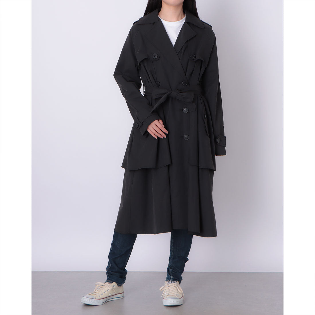 リナシメント RINASCIMENTO レイヤードフレアトレンチCOAT （Nero） Nero