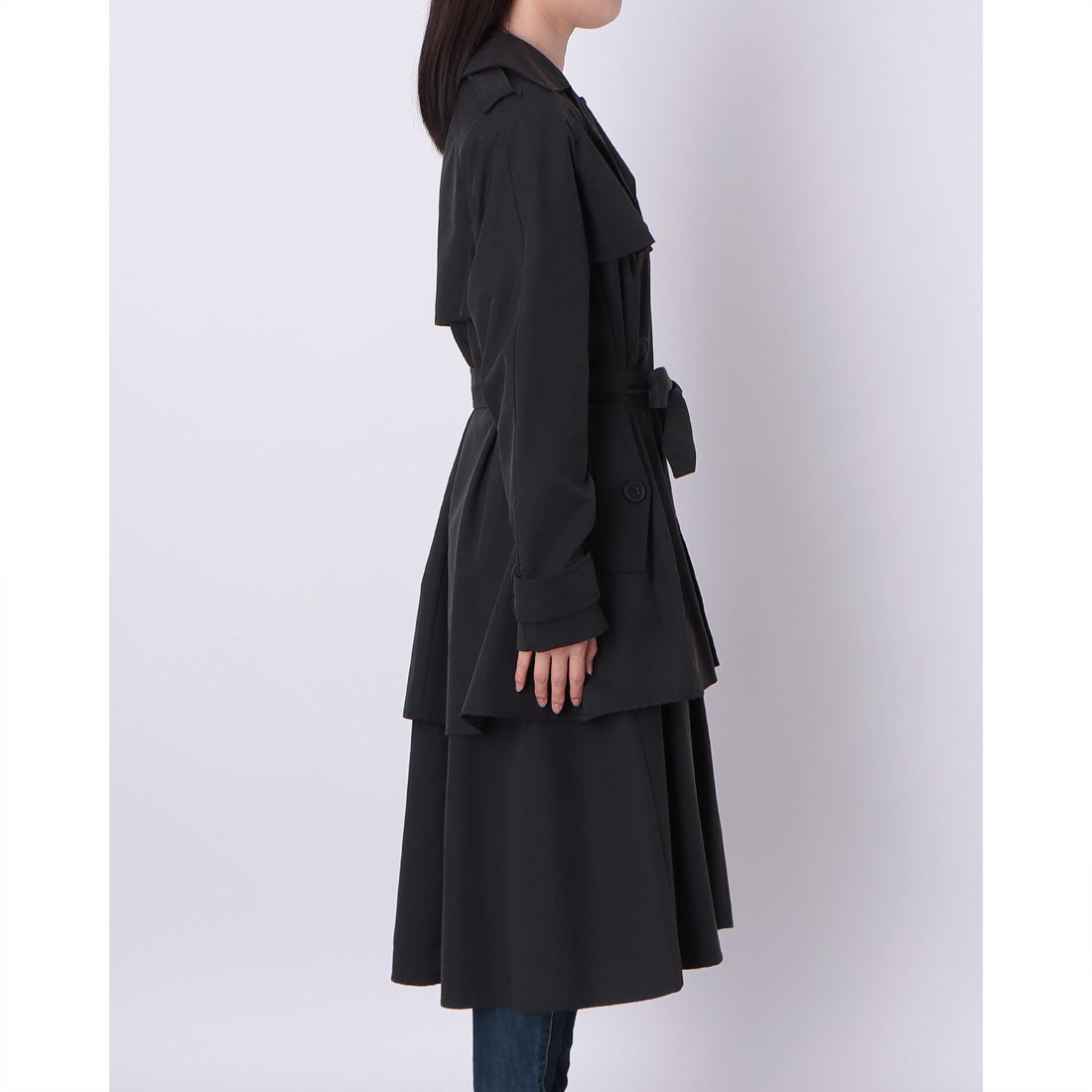 リナシメント RINASCIMENTO レイヤードフレアトレンチCOAT （Nero） Nero