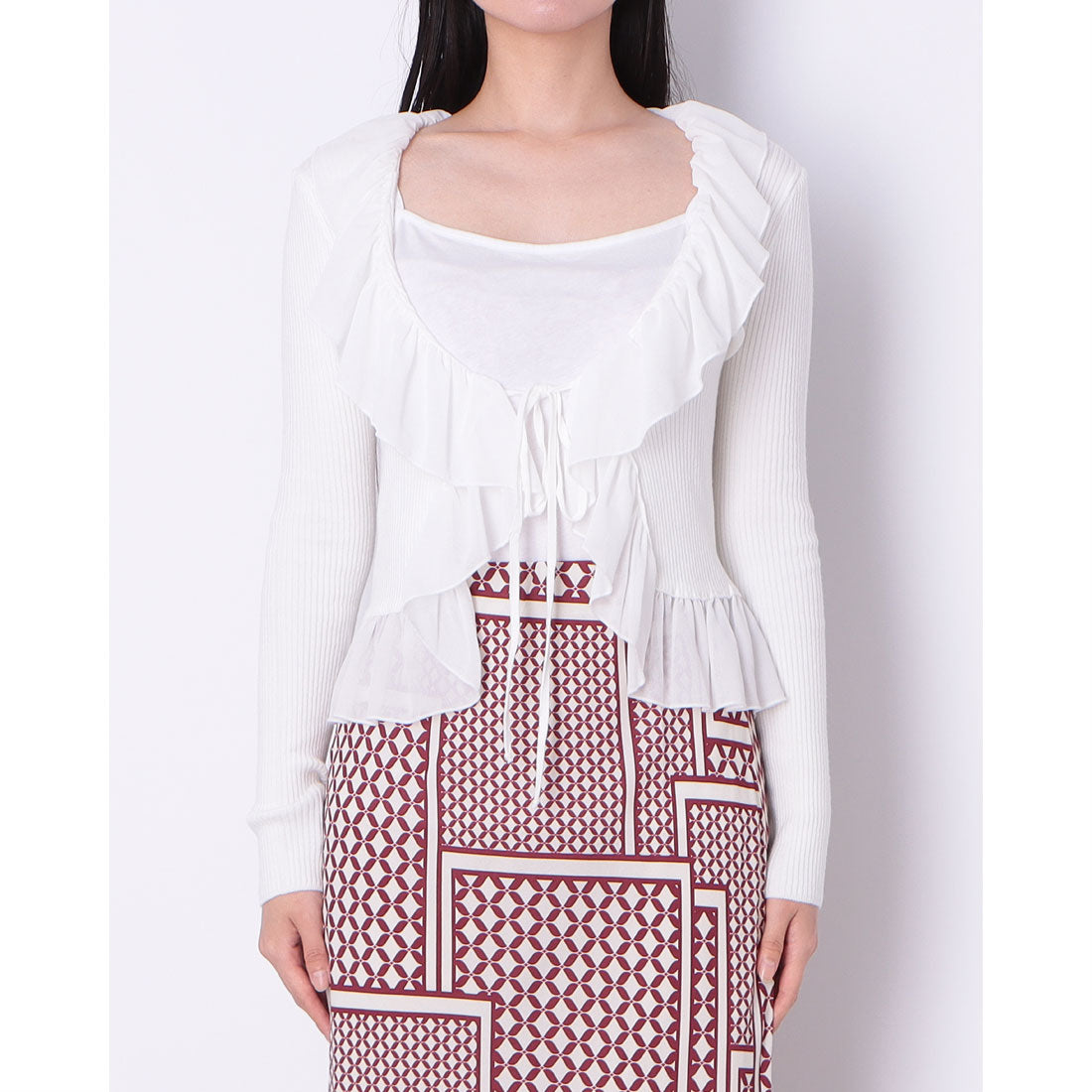 リナシメント RINASCIMENTO シフォンフリルニットカーディガン （Panna Bianco） Panna Bianco
