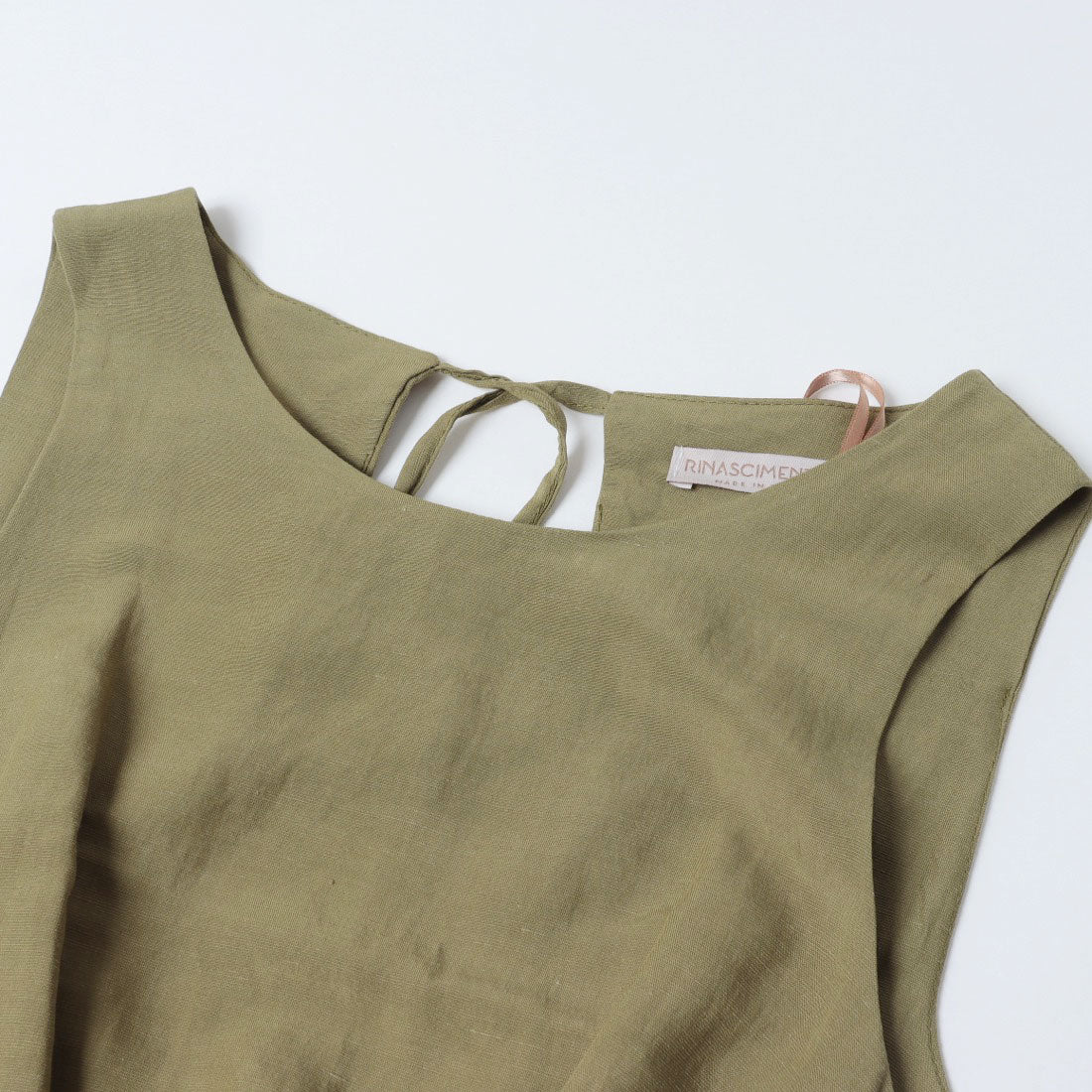 リナシメント RINASCIMENTO サイド＆バックカットリネンロングワンピース （Verde Olio） Verde Olio