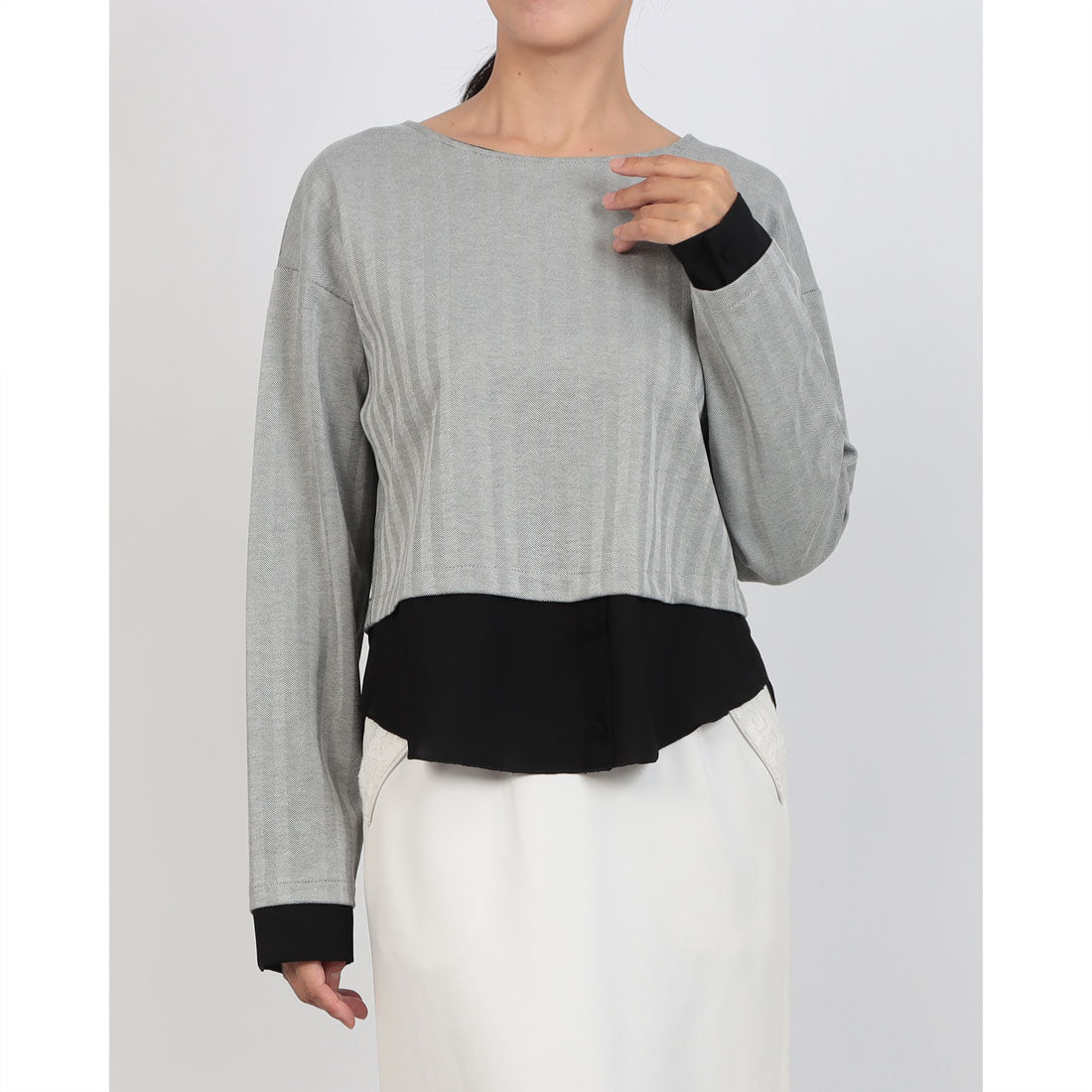 リナシメント RINASCIMENTO シャツレイヤードヘリンボーンTOPS （Grigio） Grigio