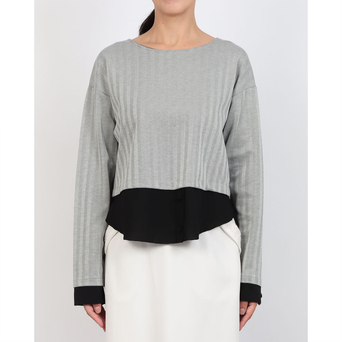 リナシメント RINASCIMENTO シャツレイヤードヘリンボーンTOPS （Grigio） Grigio