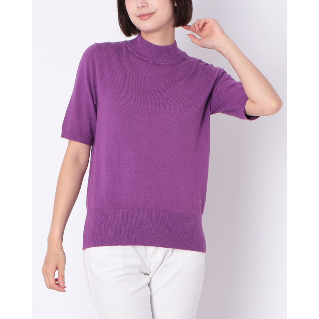 リナシメント RINASCIMENTO 半袖ハイネックニットTOPS （Melanzana Viola） Melanzana Viola