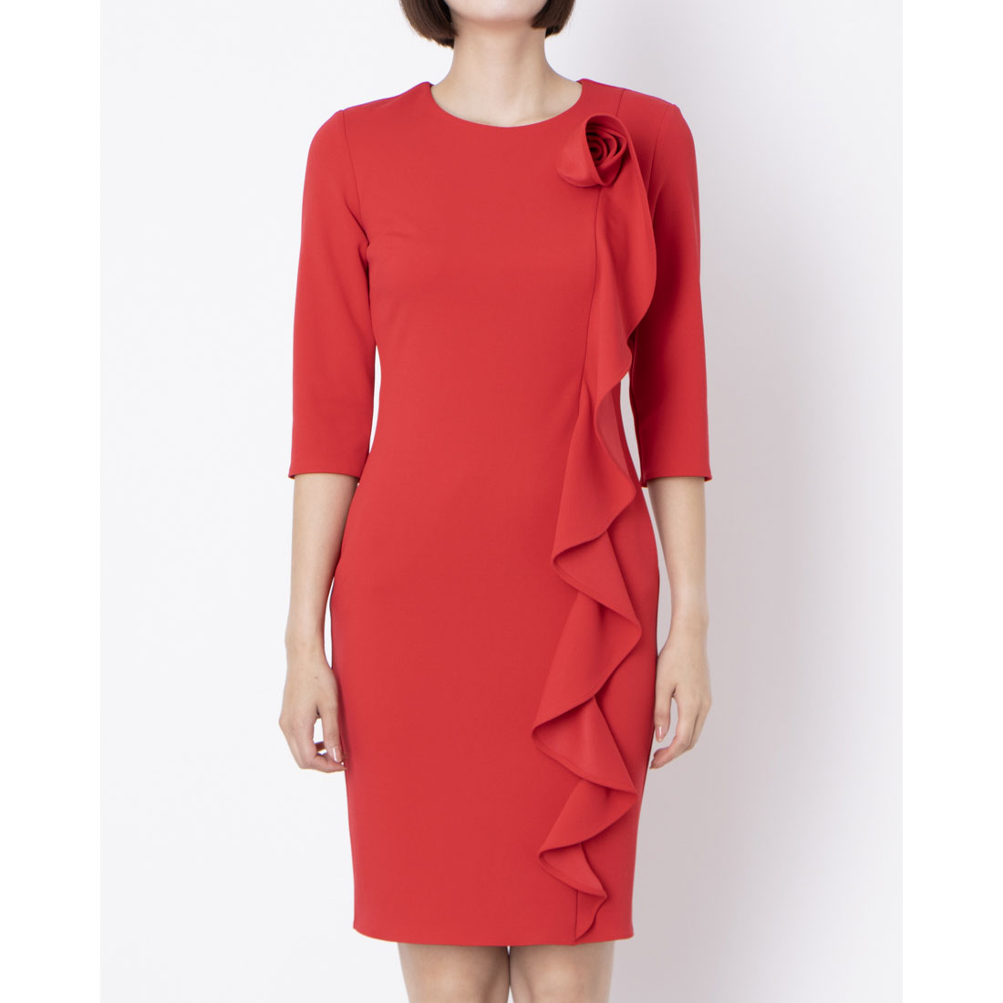 リナシメント RINASCIMENTO ラッフルフリルコサージュワンピース （Rosso） Rosso