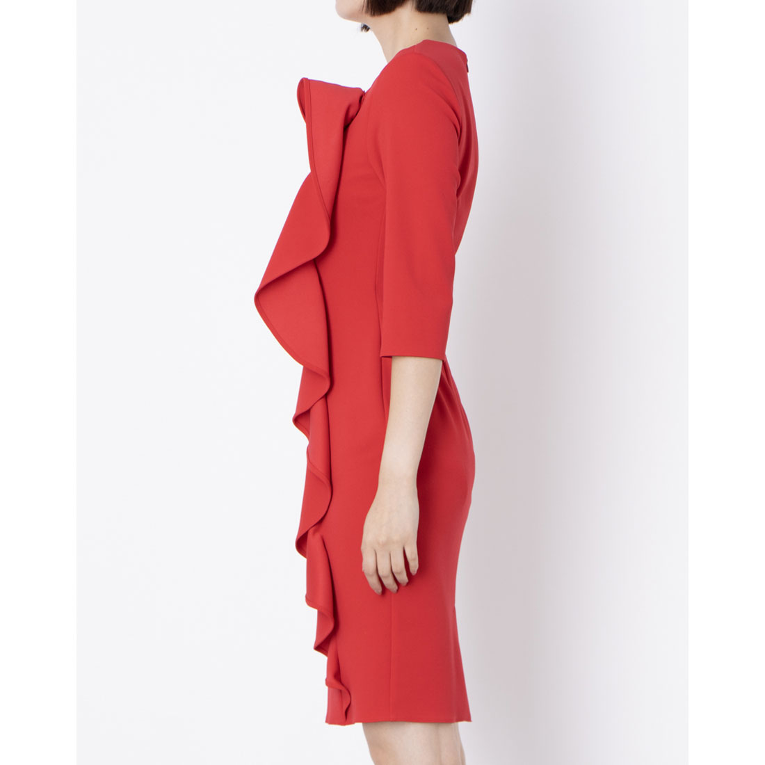 リナシメント RINASCIMENTO ラッフルフリルコサージュワンピース （Rosso） Rosso