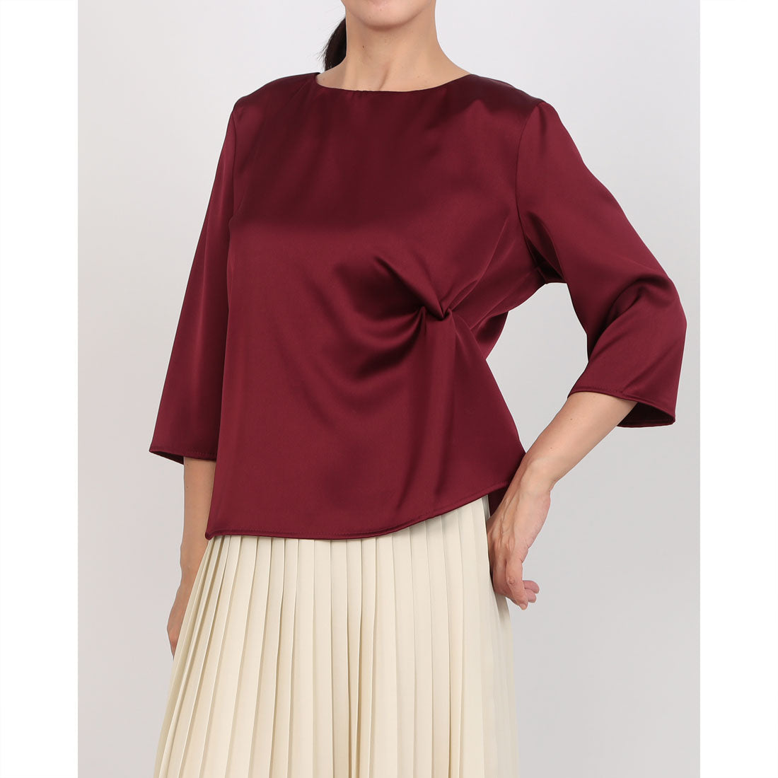リナシメント RINASCIMENTO サテンサイドタックブラウス （Bordeaux Rosso） Bordeaux Rosso