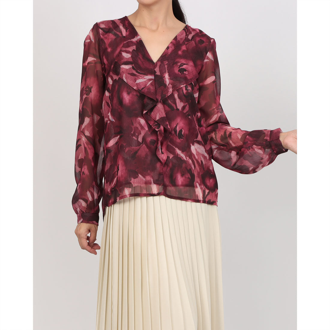 リナシメント RINASCIMENTO フラワーシフォンBL （Bordeaux Rosso） Bordeaux Rosso
