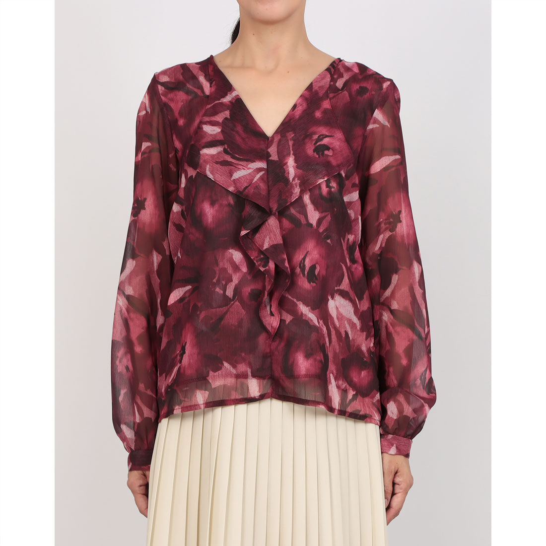 リナシメント RINASCIMENTO フラワーシフォンBL （Bordeaux Rosso） Bordeaux Rosso
