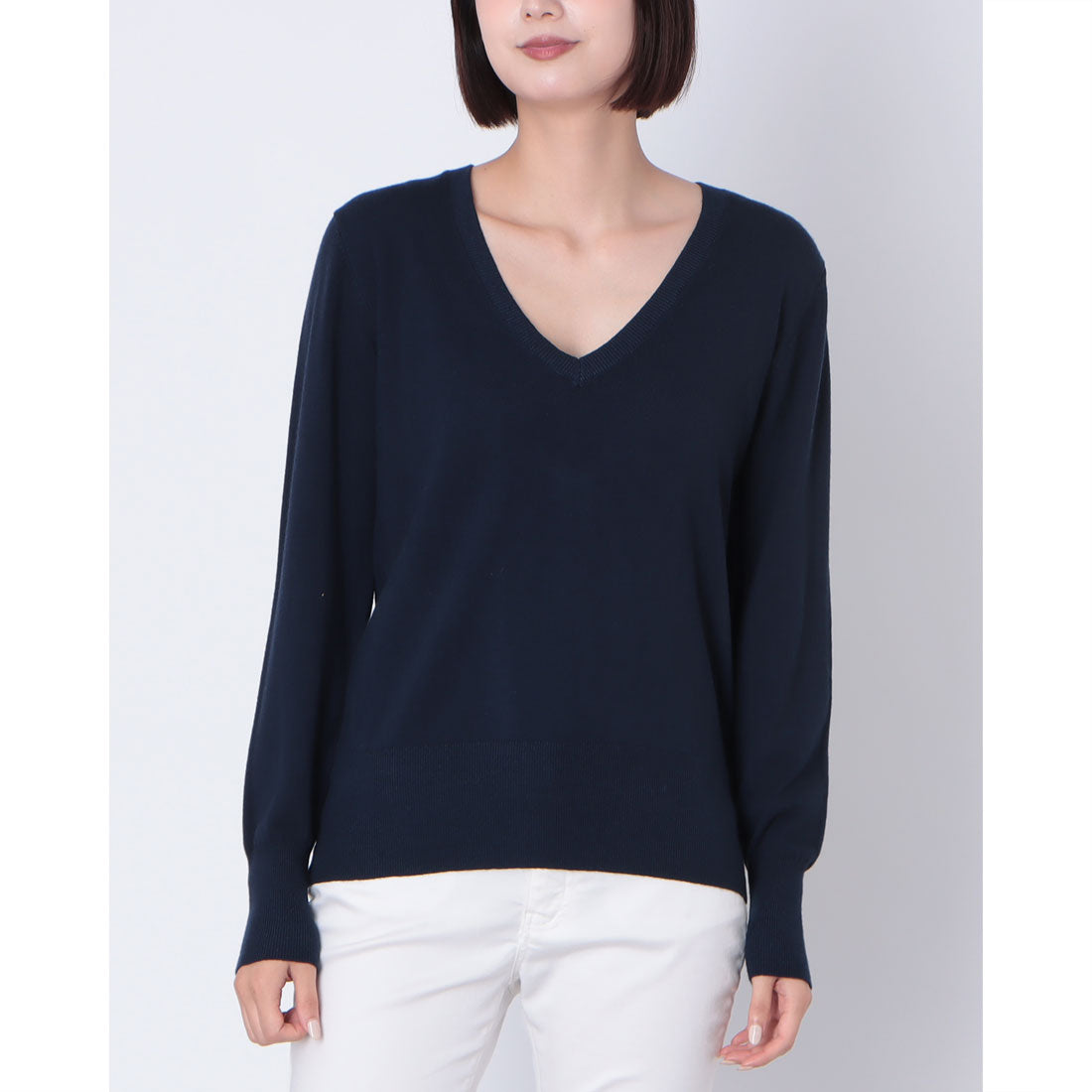 リナシメント RINASCIMENTO プランジングネックニットTOPS （Blu Navy） Blu Navy