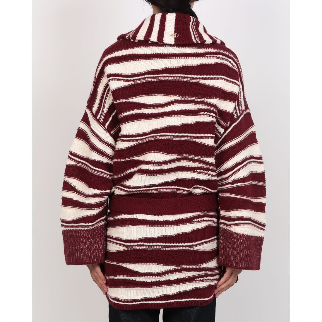 リナシメント RINASCIMENTO ランダムボーダーニットガウンCOAT （var.Rosso Bordeaux） var.Rosso Bordeaux