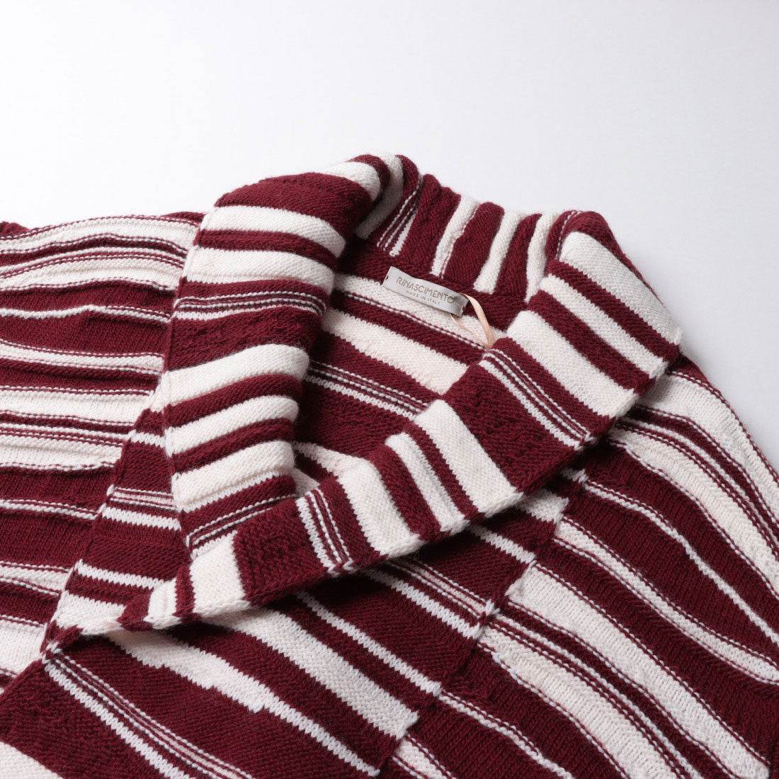 リナシメント RINASCIMENTO ランダムボーダーニットガウンCOAT （var.Rosso Bordeaux） var.Rosso Bordeaux