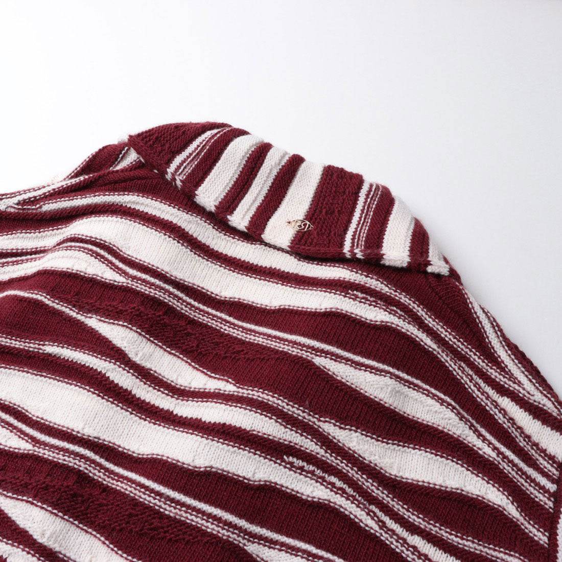 リナシメント RINASCIMENTO ランダムボーダーニットガウンCOAT （var.Rosso Bordeaux） var.Rosso Bordeaux
