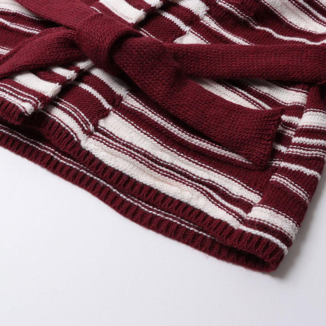 リナシメント RINASCIMENTO ランダムボーダーニットガウンCOAT （var.Rosso Bordeaux） var.Rosso Bordeaux