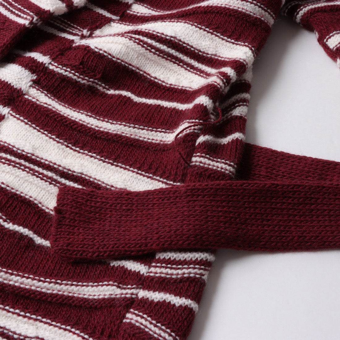 リナシメント RINASCIMENTO ランダムボーダーニットガウンCOAT （var.Rosso Bordeaux） var.Rosso Bordeaux