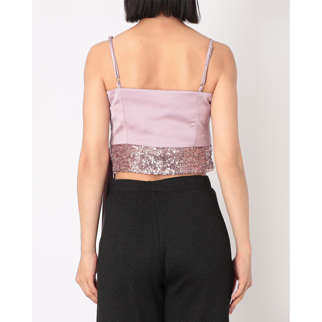 リナシメント RINASCIMENTO スパンコール切替サイドドレープビスチェ （Rosa Malva） Rosa Malva