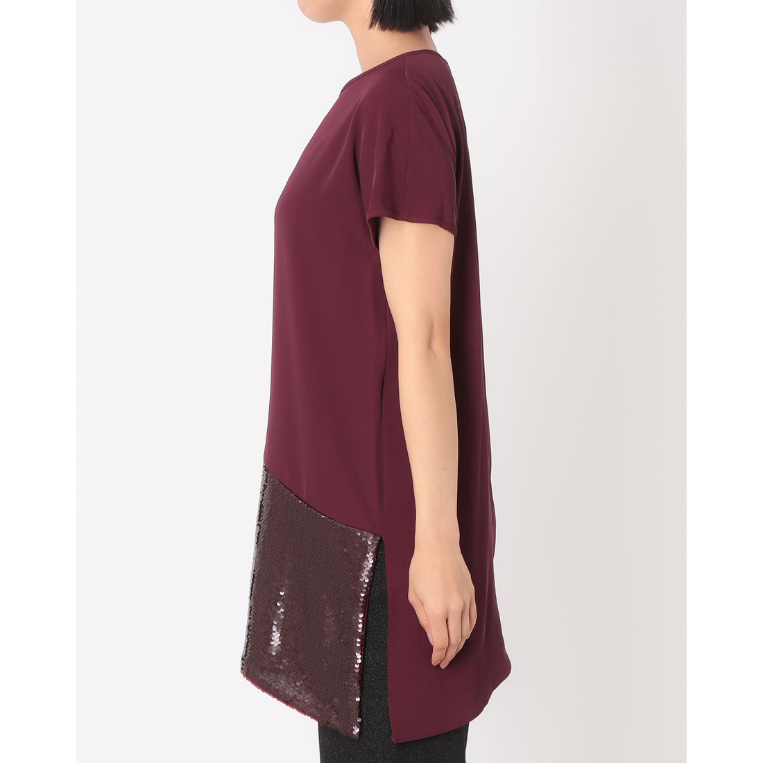 リナシメント RINASCIMENTO スパンコールアシメヘムTOPS （Bordeaux Rosso） Bordeaux Rosso