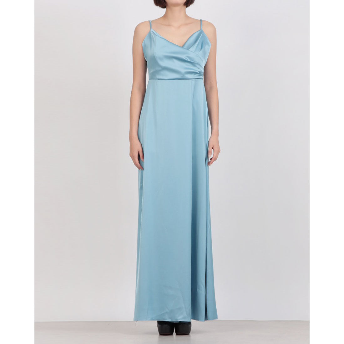 リナシメント RINASCIMENTO アシメドレープサテンマキシOP （Azzurro） Azzurro