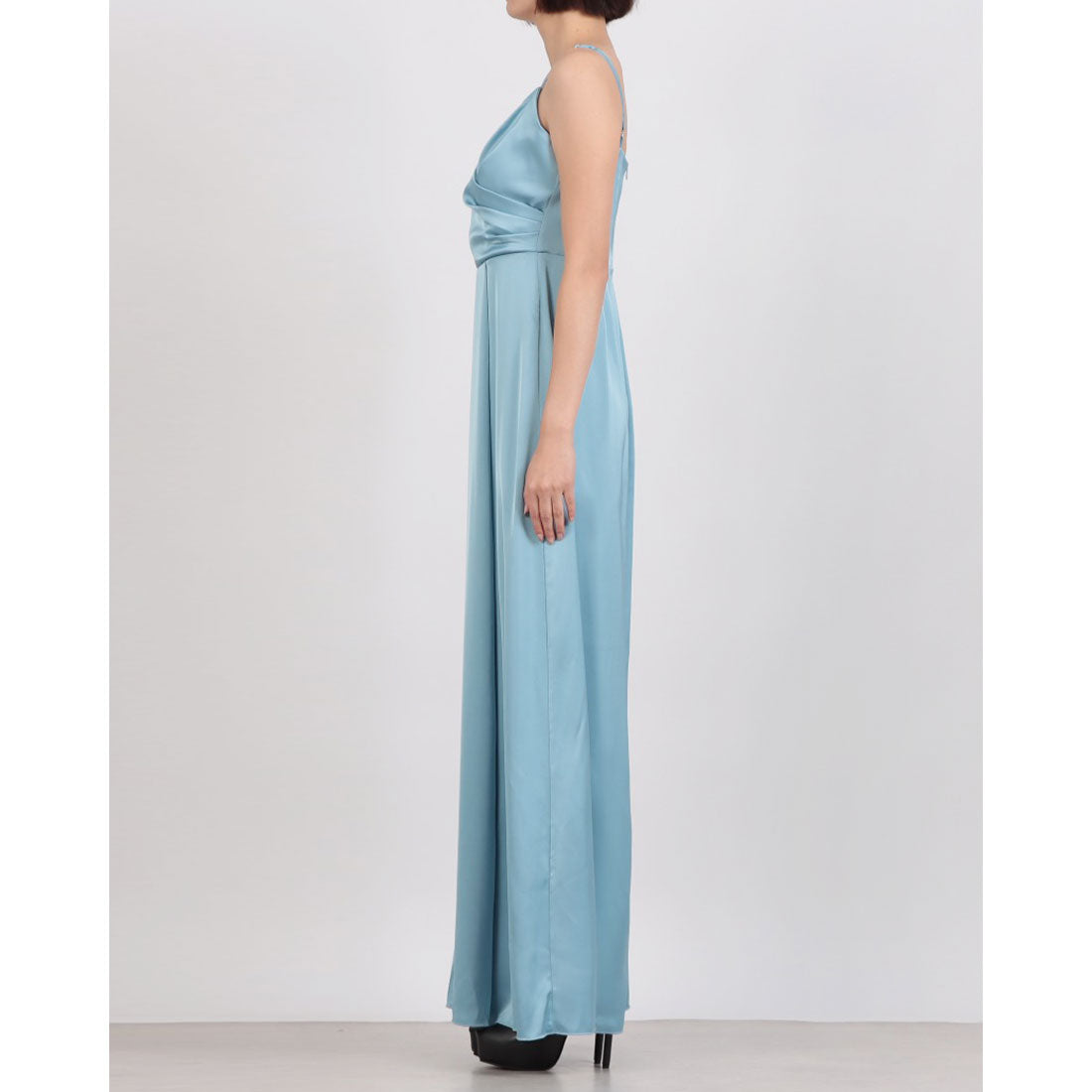 リナシメント RINASCIMENTO アシメドレープサテンマキシOP （Azzurro） Azzurro