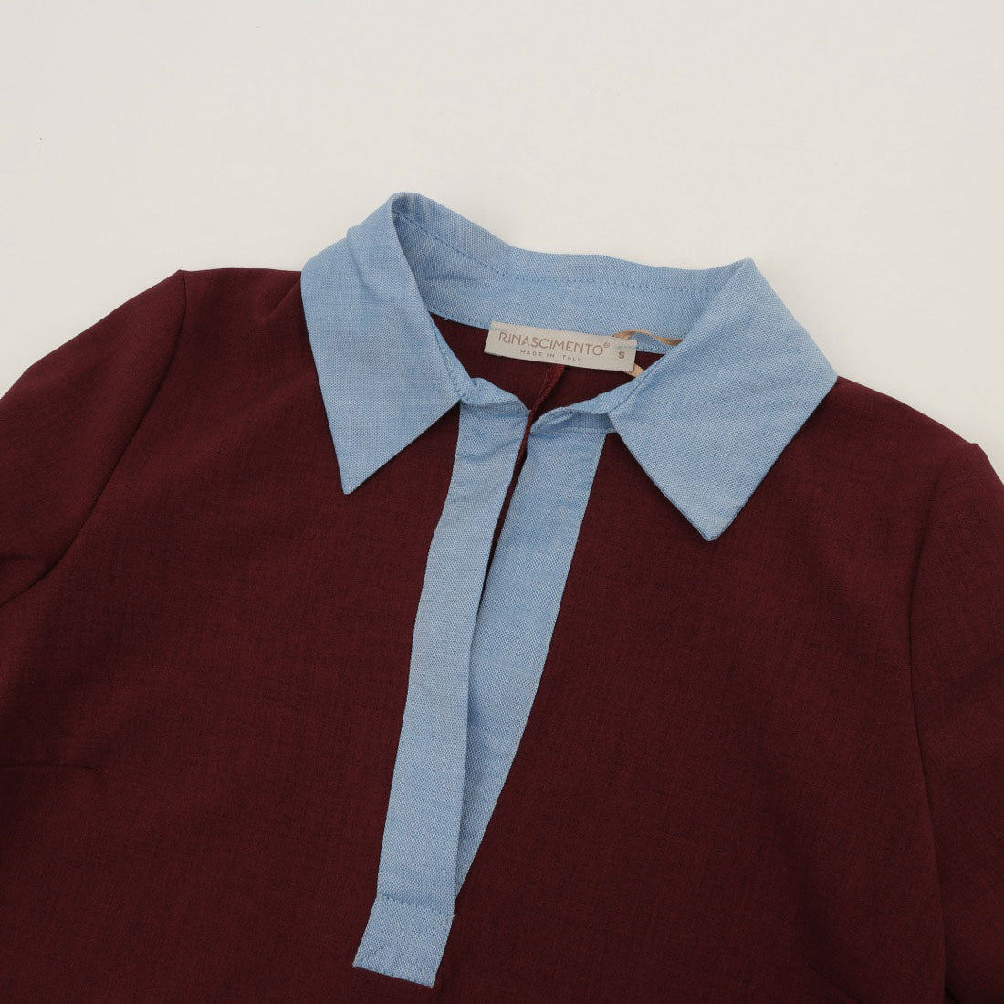 リナシメント RINASCIMENTO バイカラーシャツスイッチワンピース （Bordeaux Rosso） Bordeaux Rosso