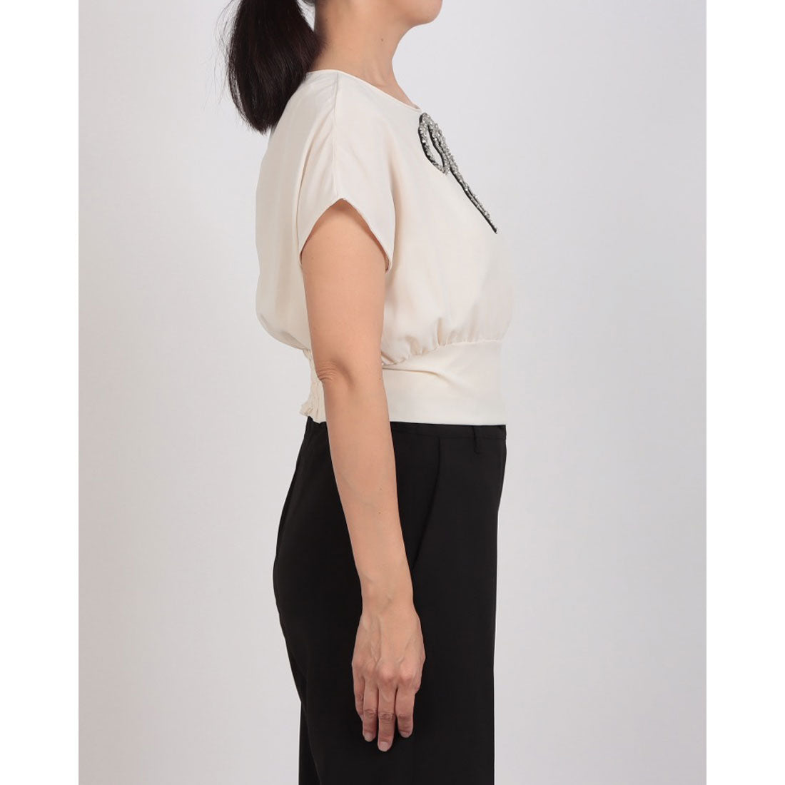 リナシメント RINASCIMENTO リボンビジューショートTOPS （Avorio Bianco） Avorio Bianco