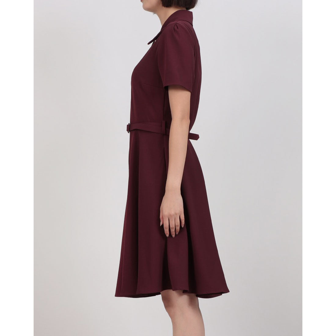 リナシメント RINASCIMENTO ベルテッド襟付きジップフレアOP （Bordeaux Rosso） Bordeaux Rosso