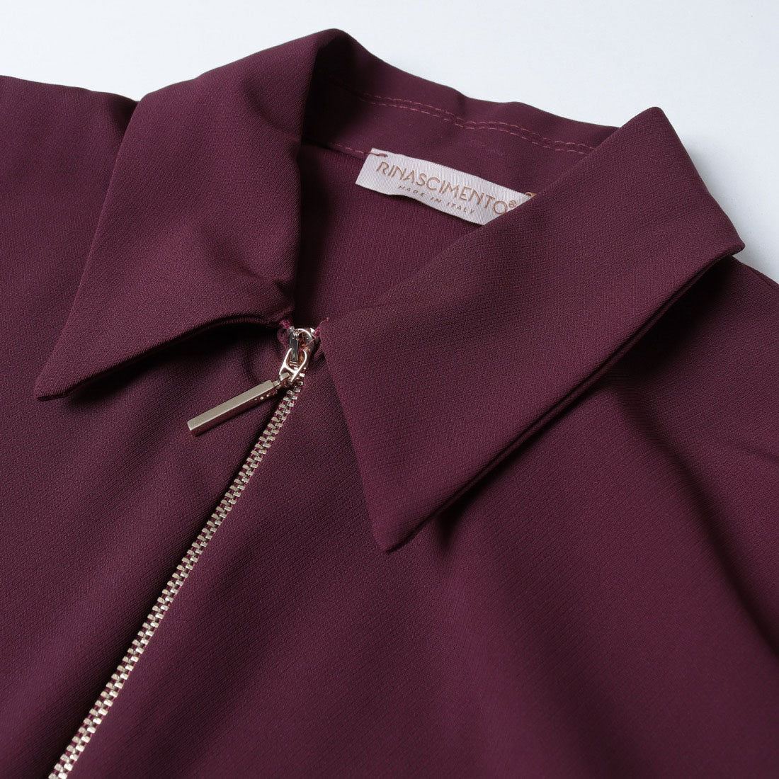 リナシメント RINASCIMENTO ベルテッド襟付きジップフレアワンピース （Bordeaux Rosso） Bordeaux Rosso