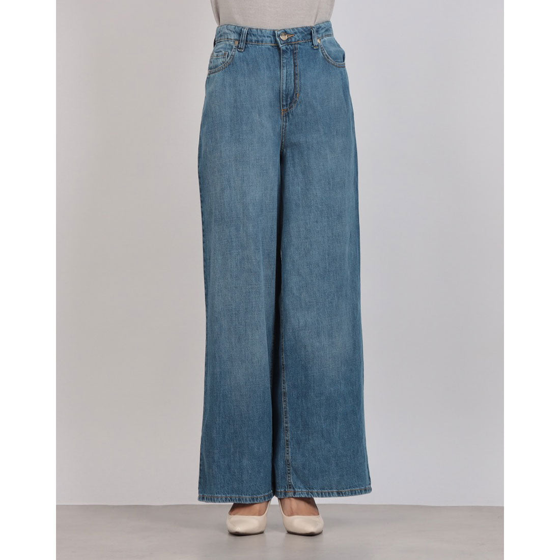 リナシメント RINASCIMENTO ワイドレッグデニムPT （Azzurro） Azzurro