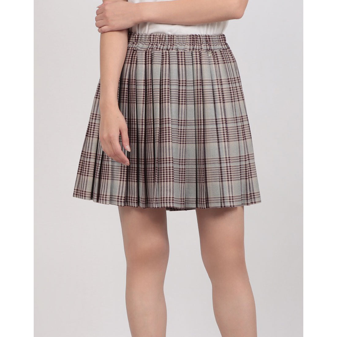 リナシメント RINASCIMENTO チェックプリーツSK （var.Rosso Bordeaux） var.Rosso Bordeaux