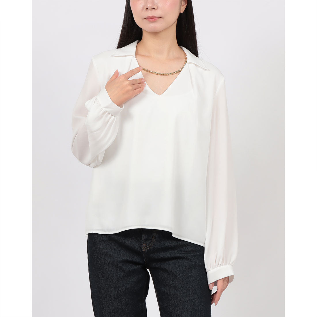 リナシメント RINASCIMENTO チェーンネックシフォンBL （Panna Bianco） Panna Bianco