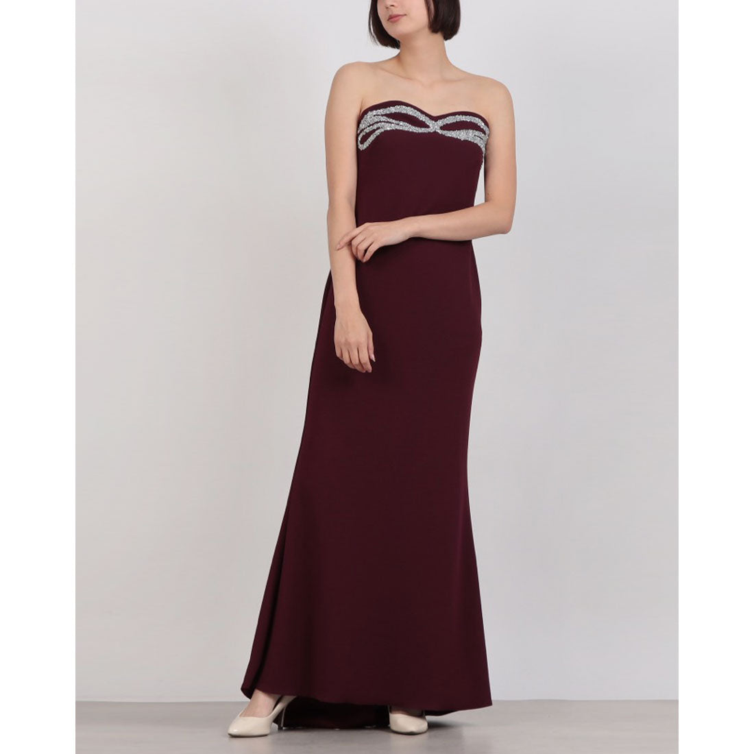 リナシメント RINASCIMENTO ビジューポイントベアマキシワンピース （Bordeaux Rosso） Bordeaux Rosso