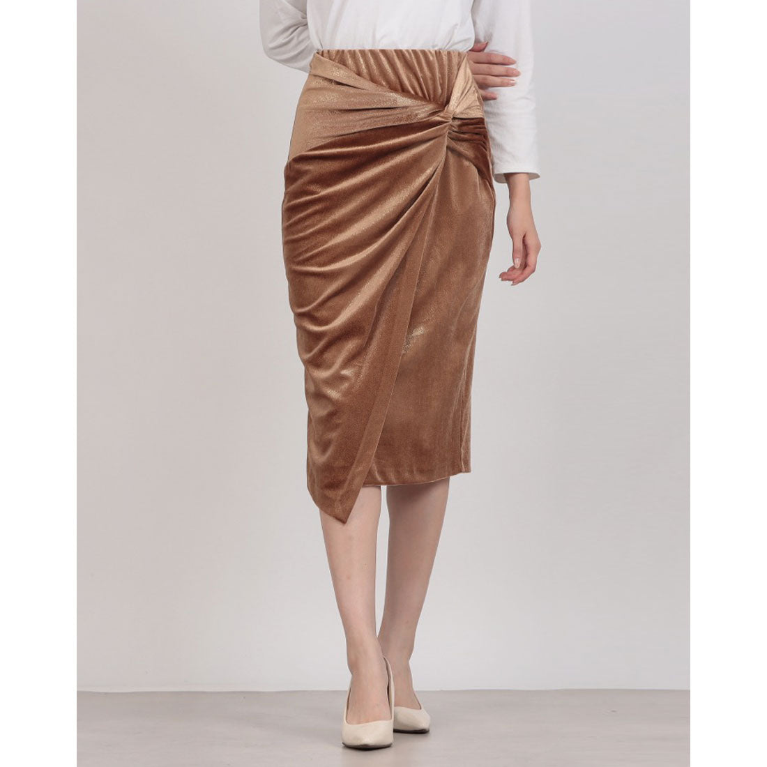 リナシメント RINASCIMENTO ラメベロアレイヤードSK （Beige Scuro） Beige Scuro