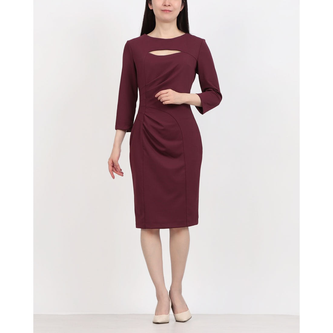 リナシメント RINASCIMENTO オープンバストアシメタックドレープワンピース （Bordeaux Rosso） Bordeaux Rosso