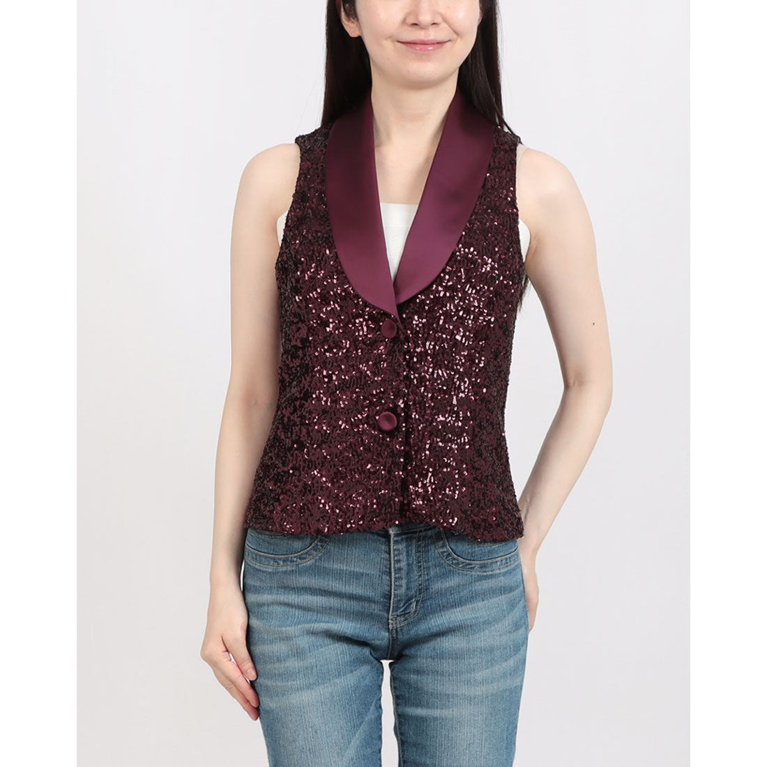 リナシメント RINASCIMENTO スパンコールテーラードベスト （Bordeaux Rosso） Bordeaux Rosso