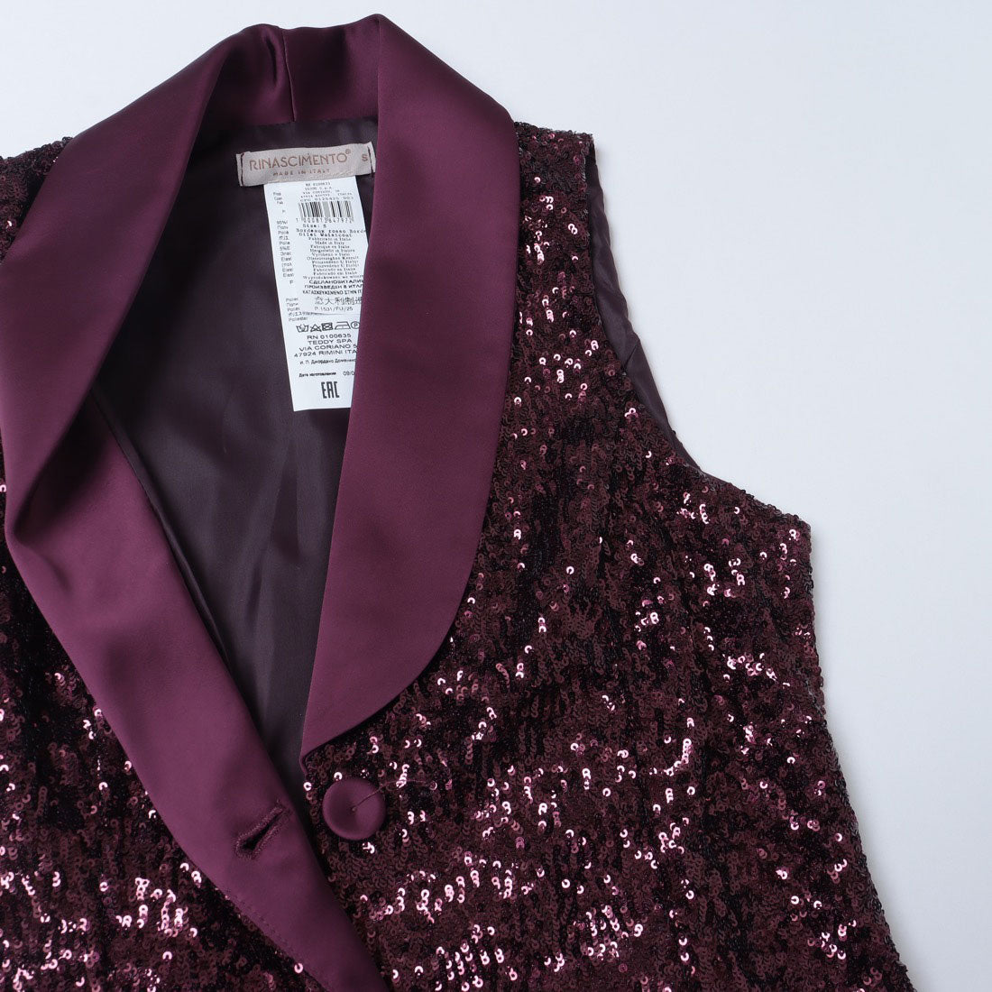 リナシメント RINASCIMENTO スパンコールテーラードベスト （Bordeaux Rosso） Bordeaux Rosso