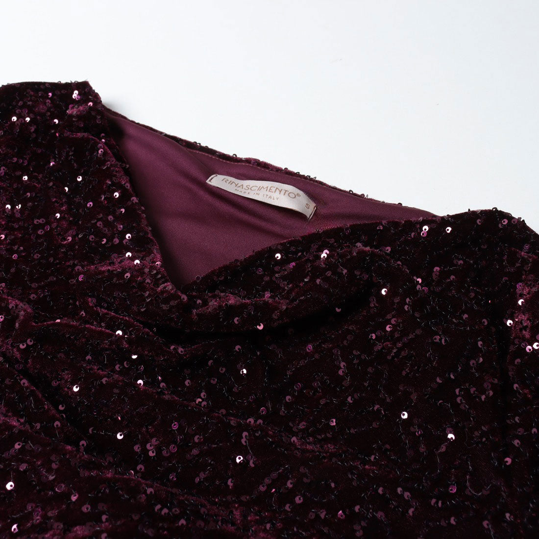 リナシメント RINASCIMENTO ベロアスパンコールフレアOP （Bordeaux Rosso） Bordeaux Rosso